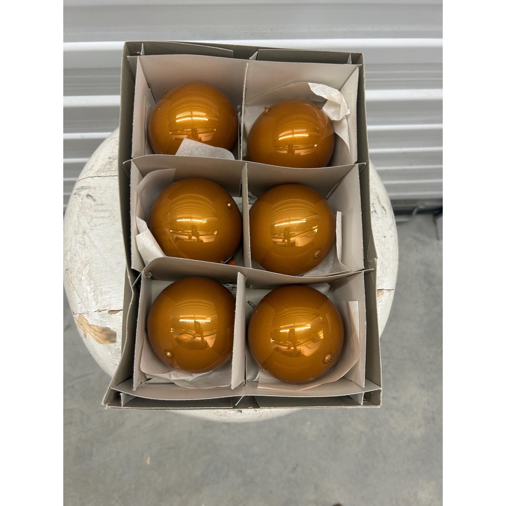 Vintage Bronze Glass Ornaments, West Germany, Set of 6, NWT